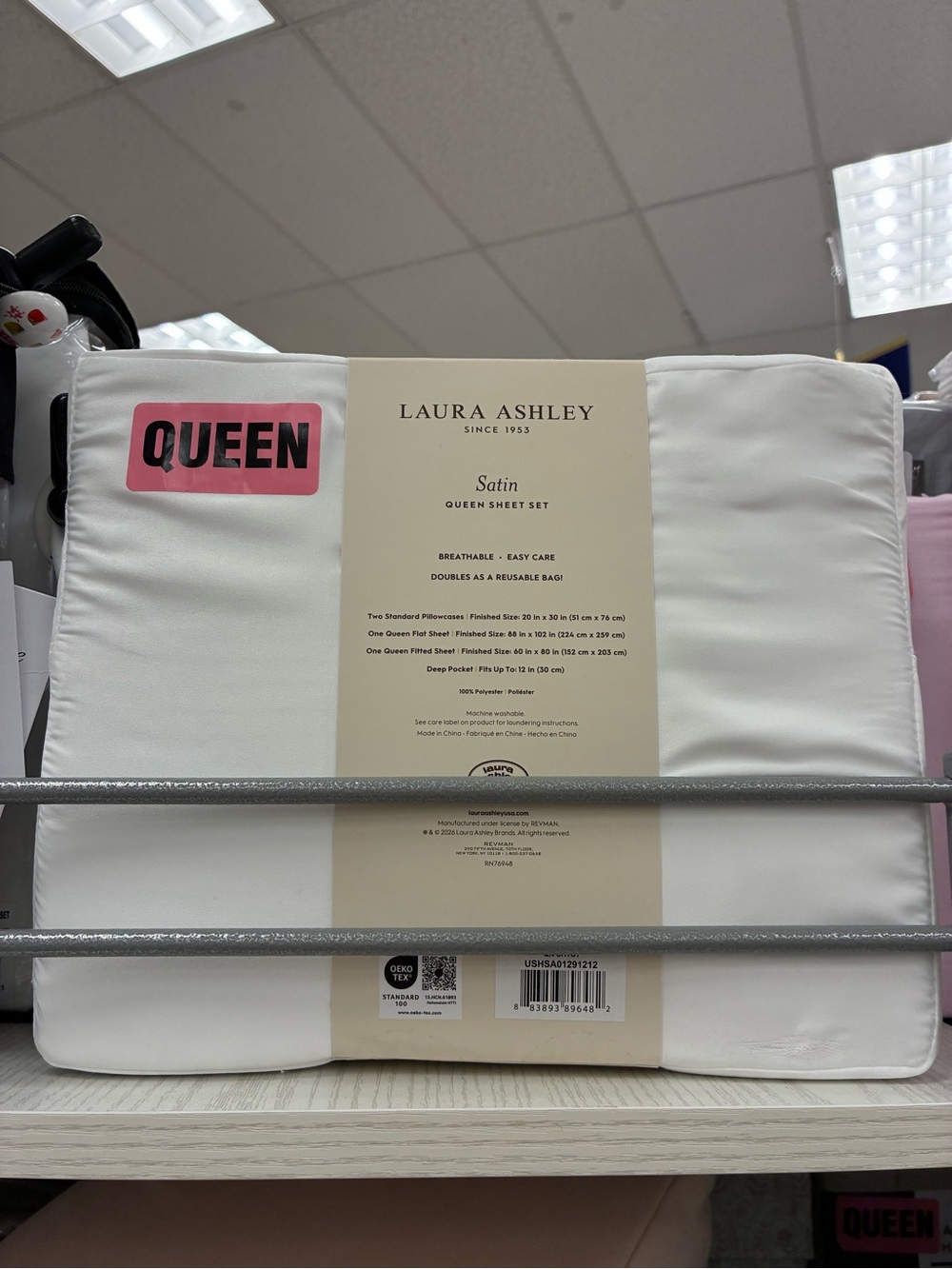 Laura Ashley White Satin Queen Sheet Set